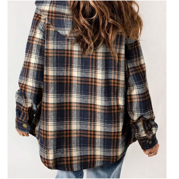 Cozy Plaid Print Teddy Lined Button Jacket Shacket - Picture 11 of 12